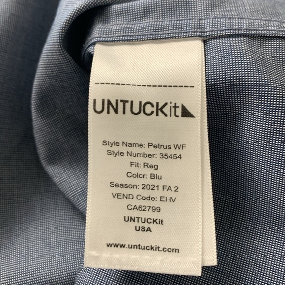 UNTUCKit NWOT Short Sleeve Button Down Shirt 100% Cotton Wrinkle Free - Picture 6 of 9